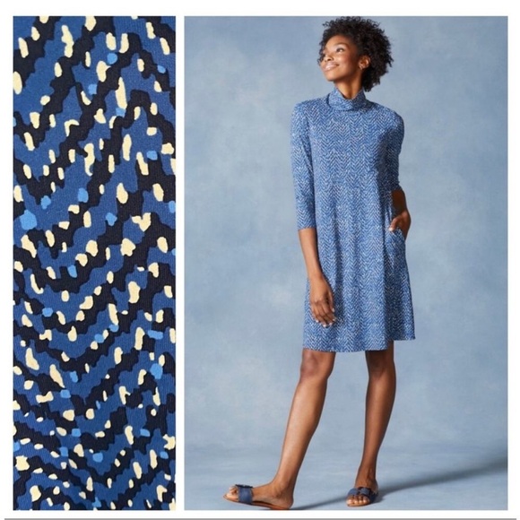 J. McLaughlin Dresses & Skirts - J. McLaughlin Debbie Dress Women's small Blue Print Catalina Cloth Mock Neck